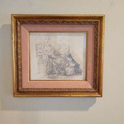 Framed Art In Beautiful Frame With Pink Velvet Like Material