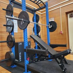 ➕️COMPLETE POWER RACK PACKAGE. RACK, ADJUSTABLE BENCH, ADVANCE OLYMPIC BARBELL, FULL SET OF BUMPER PLATES ( BRAND NEW IN THE BOX  )