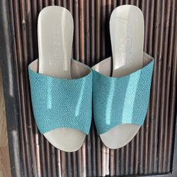 Women’s Coconuts By Matisse Lounge Slides Teal Blue Speckled Size 9 Never Worn 