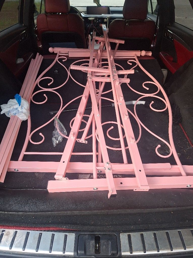 Pink Metal Queen Bed Frame Decorative Design