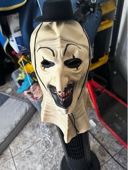 Art the clown mask ready for Halloween