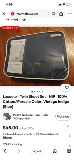LACOSTE twin sheets (New)