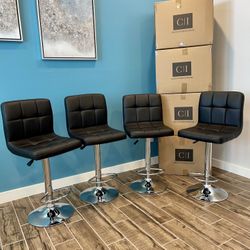New 4 Black Bar Stools 