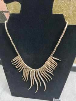 Gold Plated Swarovski Crystal Curved Bar Necklace - 36cm Length/ 6cm Extension