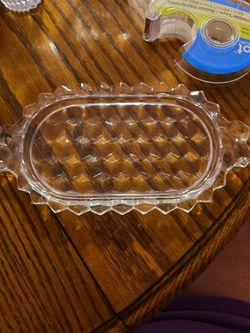 Clear Glass Serving Tray with Diamond Pattern