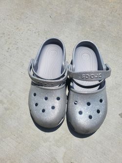 Silver Crocs Size J1