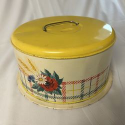 Mid Century Metal Cake Carrier Tin