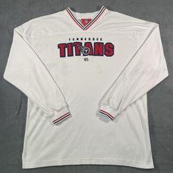 NFL Tennessee Titans White Y2K Pullover Jersey Men’s XL Long Sleeve STAINED