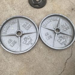 Rare Hampton 45lb Olympic Weight Plates 