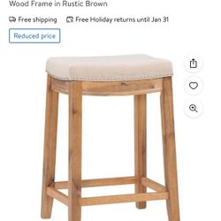 Linon Acacia Wood Stool