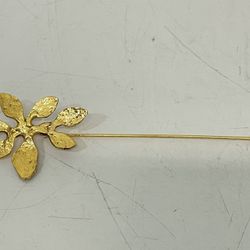 Vintage Cecile Jeanne Paris Gold Tone Metal Hat Pin French Couture Shape Design