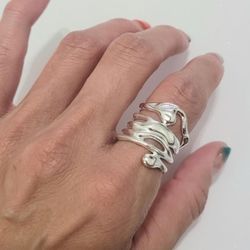 925 Silver Women's Men's Unisex Chunky Wide Cuff Ring Band Gift