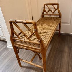 Mid Century Chinese Chippendale Faux Bamboo Bench