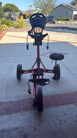 Clicgear 3.0 Push/Pull Golf Cart/Seat/Seat Cover/Cup Holder Very Good Condition.