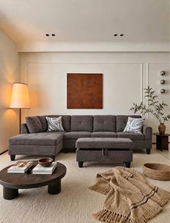 Gray Sectional Sofa with Ottoman new in box 📦