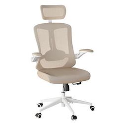 Ergonomic Office Chair, High Back Computer Desk Chair Comfy Lumbar Support - Home Office Swivel Mesh Chair with Adjustable Headrest & Backrest, Flip-u