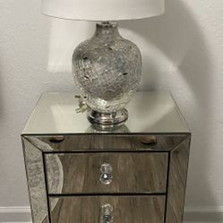 25x19  Silver 3 Drawer End Table  & Silver Lamp