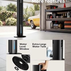 Windowless Portable Air Conditioner, 35" Evaporative Air Cooler for Room No Window, 7H Timer, 4 Modes, Remote Control, 140° Max Oscillating, Large Wat