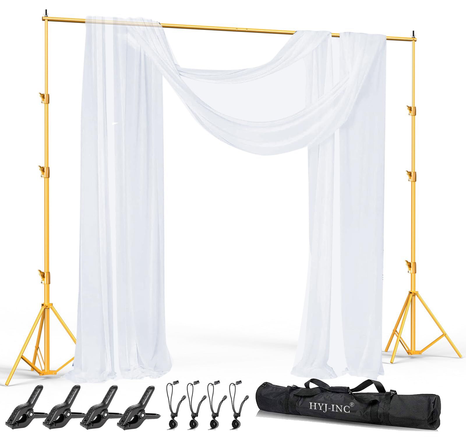 HYJ-INC 10x10Ft Photography Backdrop Stand - Titanium Gold, Adjustable Backdrop Stand For Parties, Photo Back Drop Stand, Background Support Stand Wit