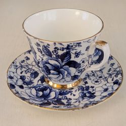 Vintage Allyn Nelson Blue Collection Fine Bone China Cup & Saucer~England