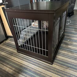 Petco Unipaws Pet Crate, Wooden Wire Dog Kennel in Espresso, 32 L X 23 W X 26 H