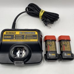 DEWALT DCB095 8V Max Lithium-Ion Battery Charger W/ 2 8v Batteries