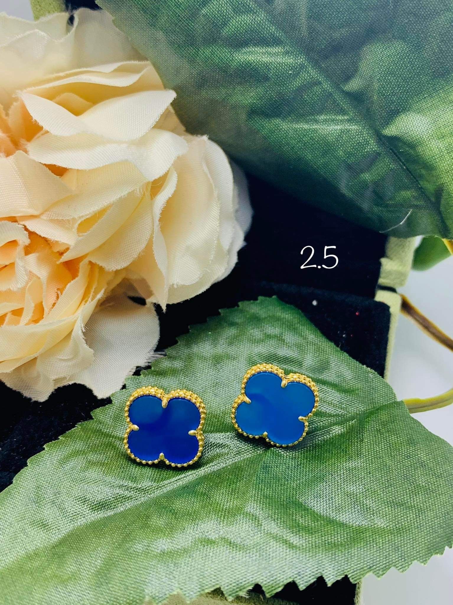 18k REAL PURE SOLID SAUDI GOLD ALHAMBRA EARRINGS 2.5g,All Products : American Fashion Style Bags On Sale