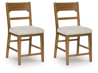 Cabalynn Oatmeal/Light Brown Upholstered Barstool (Set of 2)