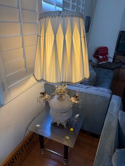 Vintage Crystal and Brass Table Lamp