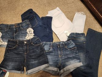 Girls size 12....3 jean shorts, 3 jean pants