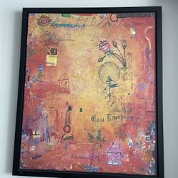 Wood Framed Mixed Abstract Canvas Print (Ruby Tuesday Collection)