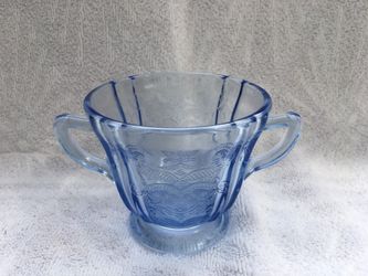 Blue Depression glass sugar bowl