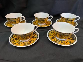 Vintage Set of Cups and Saucers Hand Made in Greece