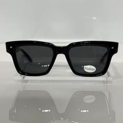 Valentino B-Essential Chunky Black Acetate w. custom Polarized Gray Sunglasses 