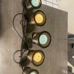 Decorative 5-Holder Candle Display – Metal & Glass