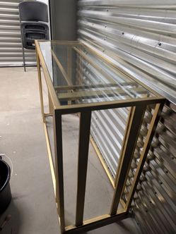 Gold Metal and Glass Corner table
