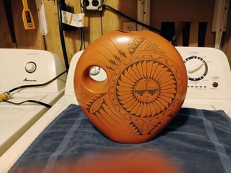 Navajo Sunface pottery canteen