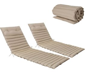 2 Pieces Outdoor/Indoor Chaise Lounge Chair Cushions Set Khaki
