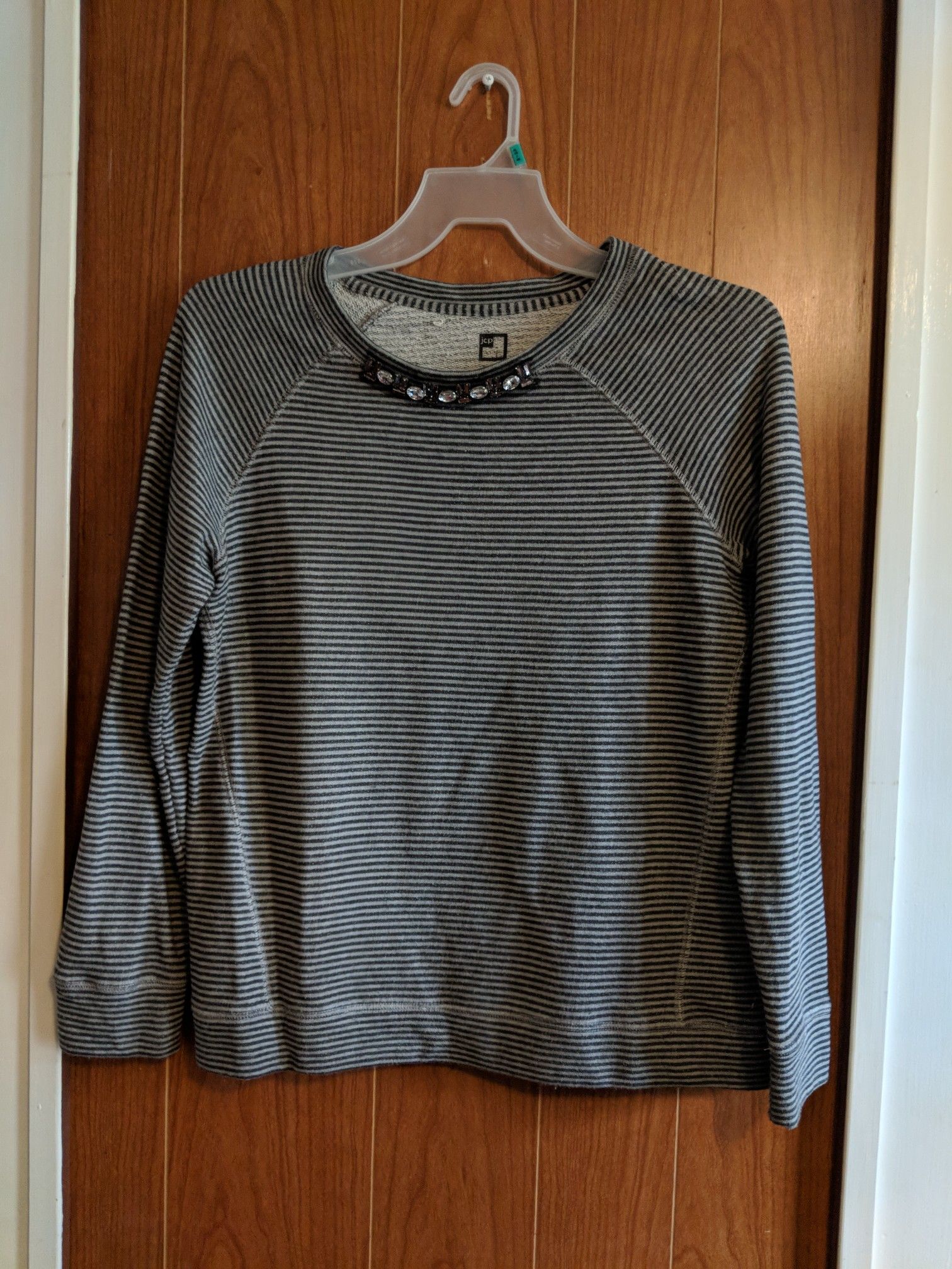 JCP Large Jeweled Neck Sweatshirt