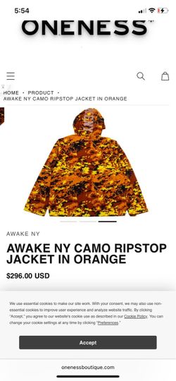 AWAKE NY CAMO RIPSTOP JACKET IN ORANGE