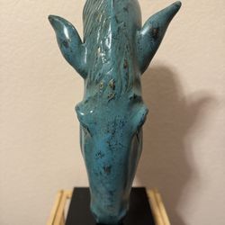 Verdigris Bronze Horse Head Sculpture