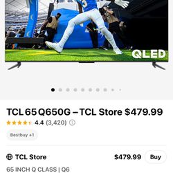65” TCL QLED 4K Smart TV with Wall Mount – Like New