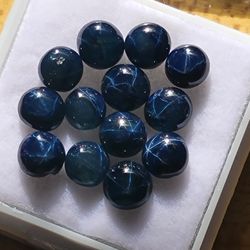 .80ctw [1pcs.] 6 Star Blue Sapphire Round Cabochon Loose Gemstone 