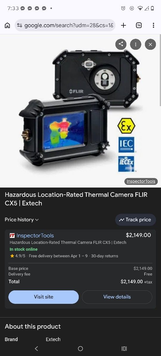 Product Description
FLIR C5 Compact Thermal Imaging Camera with Wifi: High Resolution Infrared Imager for Inspection, Electrical/Mechanical, Building,