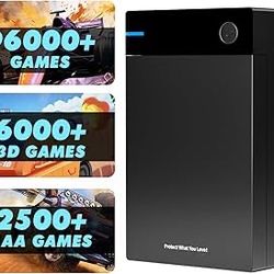 Kinhank 12tb Retro Game Hard Drive Plug & Play 96000+ Games, Retro Game Consoles Compatible 400+ Emulators, 6000+3D Games, Portable Hard Drive Disk