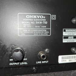 Onkyo Powered Subwoofer Model Number  Skw750