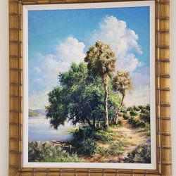 Palm And  Boat Painting 