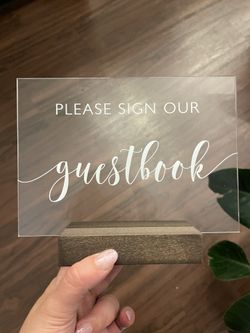 Guestbook Wedding Acrylic Sign With Stand