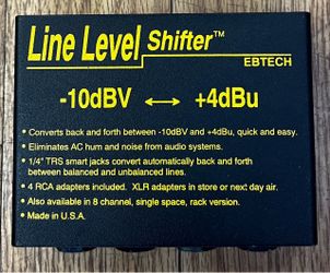 Ebtech Line Level Shifter -10dBV to +4dBu