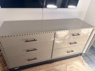West Elm Nailhead 6 Drawer Dresser Gray Lacquer